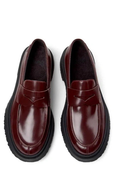 Camper Walden Twins Mismatched Penny Loafer In Burgundy