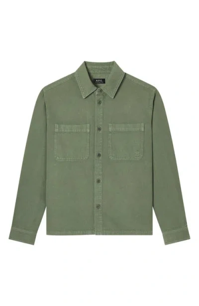 Apc A.p.c. Leon Organic Cotton Jacket In Green