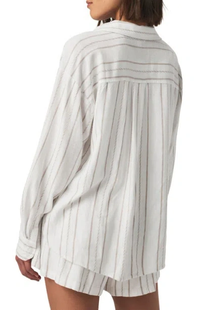 Splendid Gabrielle Stripe Button-up Shirt In White