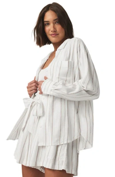 Splendid Gabrielle Stripe Button-up Shirt In White