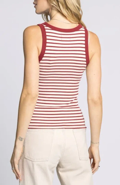 Thread & Supply Ellen Stretch Cotton Blend Rib Tank Top In Red
