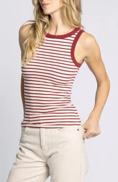 Thread & Supply Ellen Stretch Cotton Blend Rib Tank Top In Red