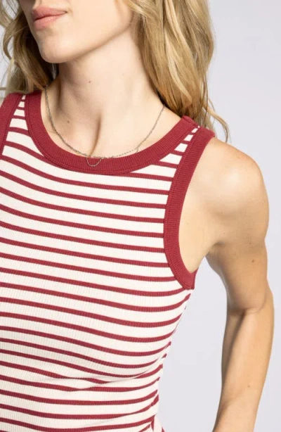 Thread & Supply Ellen Stretch Cotton Blend Rib Tank Top In Red