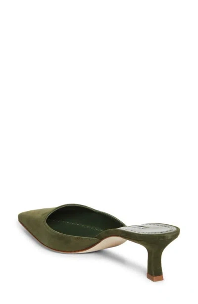 Manolo Blahnik Moiramu Pointed Toe Kitten Heel Mule In Green
