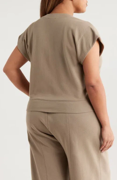 Wit & Wisdom Extended Shoulder Notch Neck Top In Brown