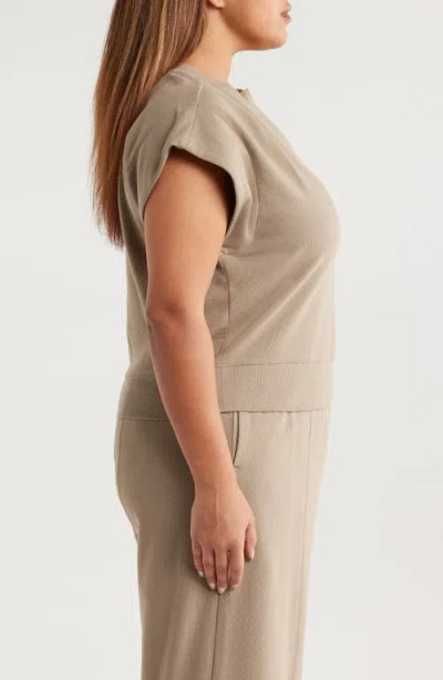 Wit & Wisdom Extended Shoulder Notch Neck Top In Brown