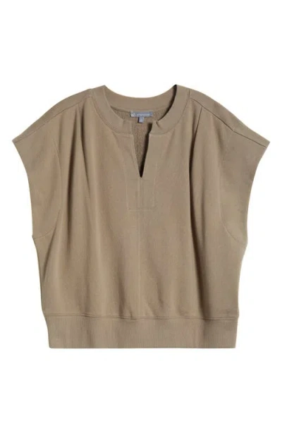 Wit & Wisdom Extended Shoulder Notch Neck Top In Brown