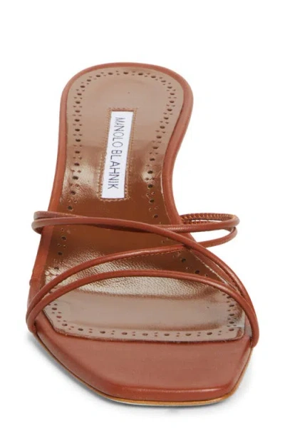 Manolo Blahnik Ninefemu Strappy Kitten Heel Slide Sandal In Red