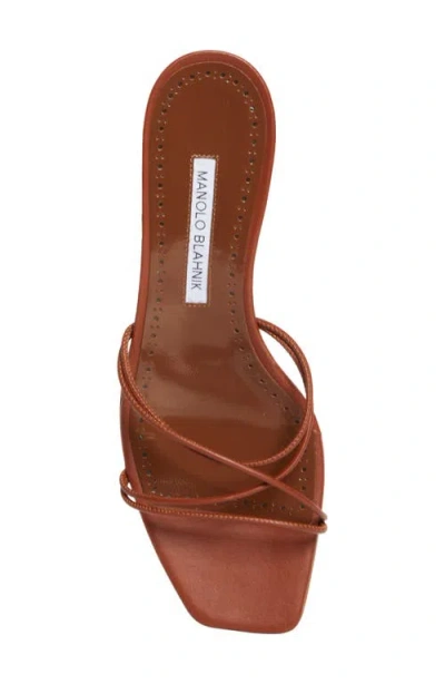 Manolo Blahnik Ninefemu Strappy Kitten Heel Slide Sandal In Red