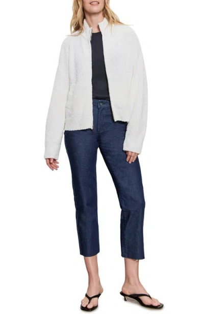 Sanctuary Bouclé Knit Bomber Jacket In White