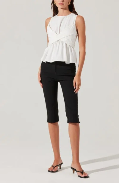 Astr The Label Isela Twist Overlay Cotton Top In White