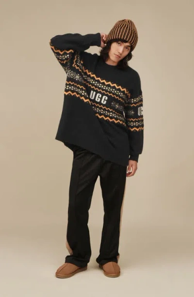 Ugg Suede Mule Flat Shoes With Decorative Zigzag Stitch