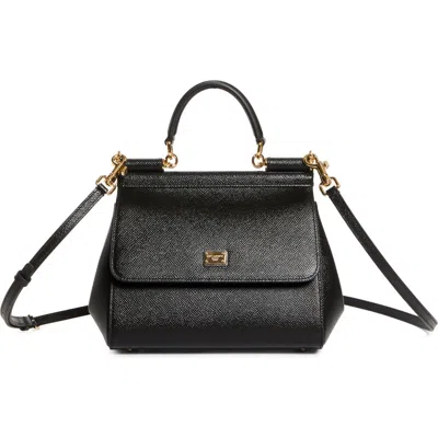 Dolce & Gabbana Black Handbag With Adjustable And Removable Shoulder Strap And Logo Plaque On The Front In Grained L