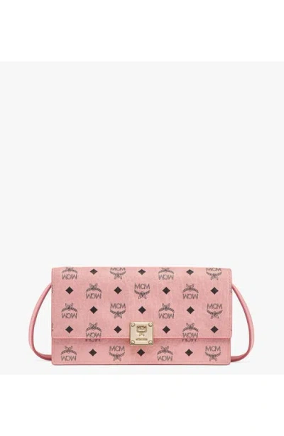 Mcm Aren Crossbody Wallet In Visetos In Pink