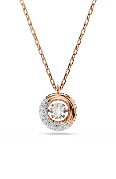 Swarovski Dextera Pendant, Round Cut, White, Rose Gold-tone Plated Necklace In Gold