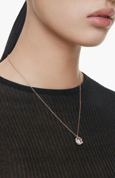 Swarovski Dextera Pendant, Round Cut, White, Rose Gold-tone Plated Necklace In Gold