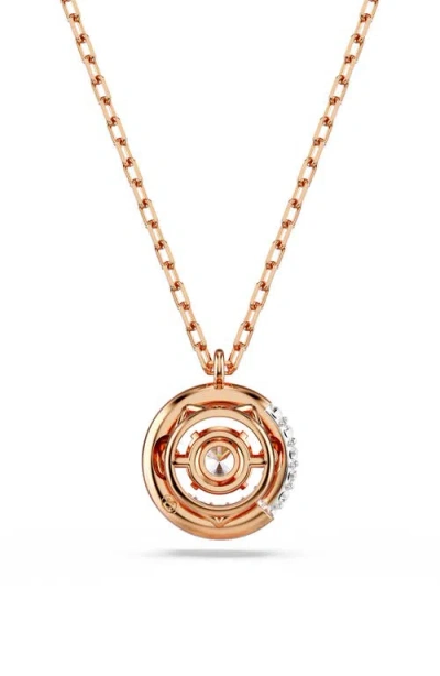 Swarovski Dextera Pendant, Round Cut, White, Rose Gold-tone Plated Necklace In Gold