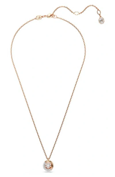 Swarovski Dextera Pendant, Round Cut, White, Rose Gold-tone Plated Necklace In Gold