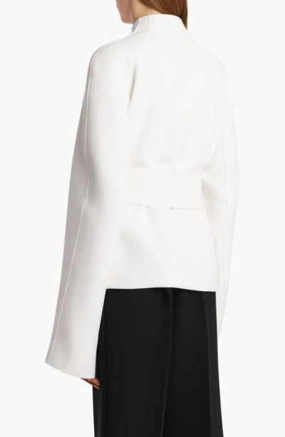 Khaite Edith Double Face Crepe Wrap Jacket In White