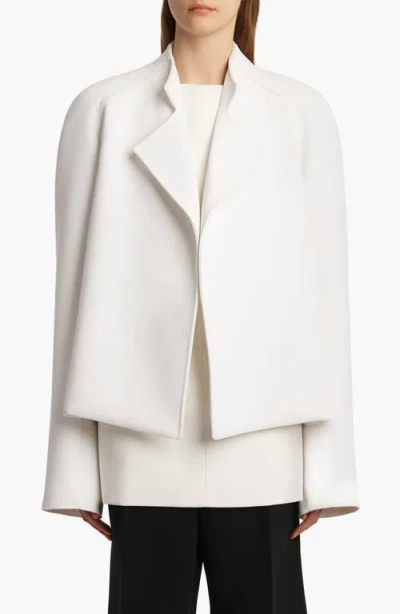 Khaite Edith Double Face Crepe Wrap Jacket In White