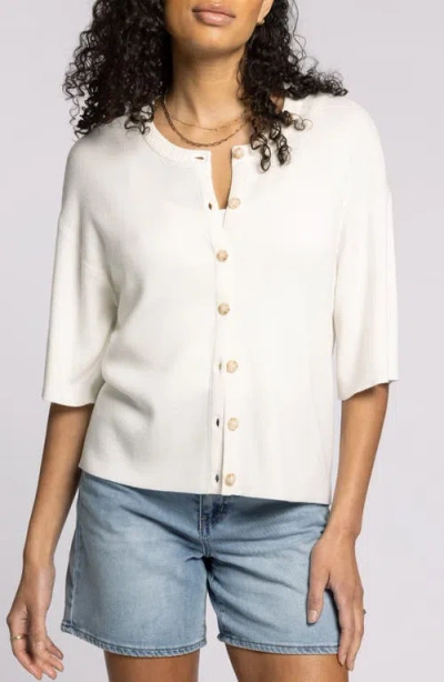 Thread & Supply Alyssa Button Front Cardigan In White In White