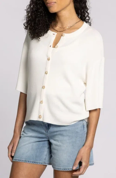 Thread & Supply Alyssa Button Front Cardigan In White In White