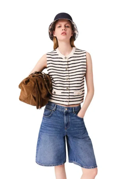 Maje Striped Wool Blend Top In Multi