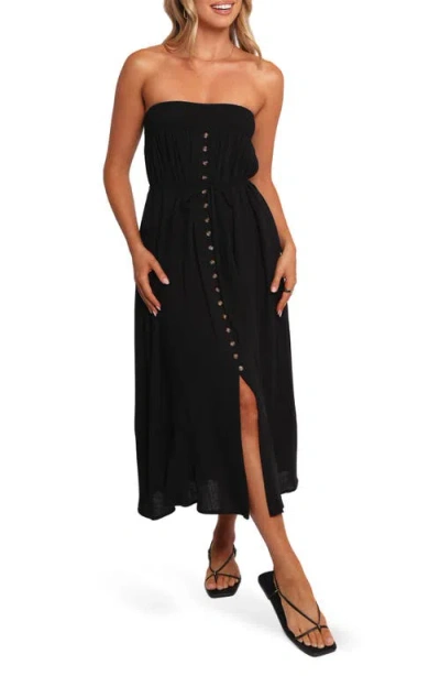 Petal And Pup Petal & Pup Nerea Strapless Linen & Cotton Dress In Black