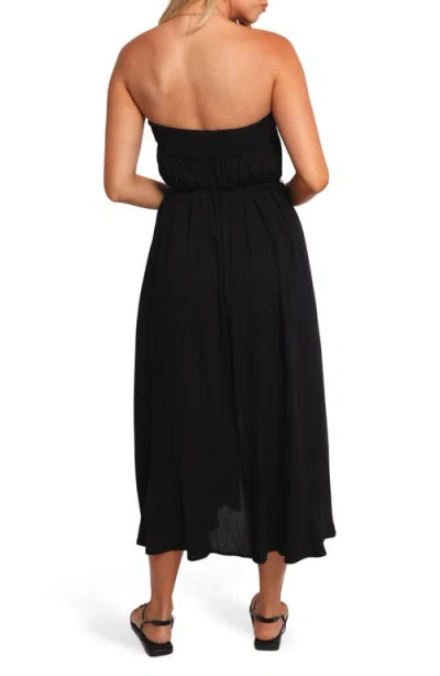 Petal And Pup Petal & Pup Nerea Strapless Linen & Cotton Dress In Black