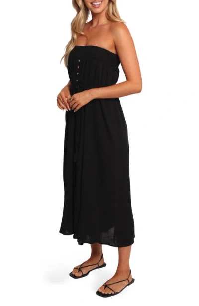 Petal And Pup Petal & Pup Nerea Strapless Linen & Cotton Dress In Black