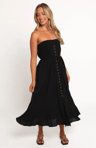 Petal And Pup Petal & Pup Nerea Strapless Linen & Cotton Dress In Black