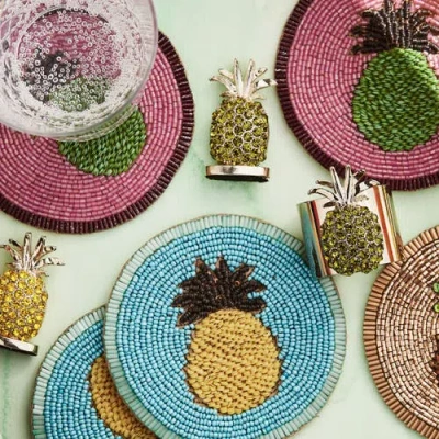 Joanna Buchanan Hand Beaded Coasters In Multi