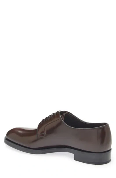 Prada Formale Spazzolato Plain Toe Derby In Brown