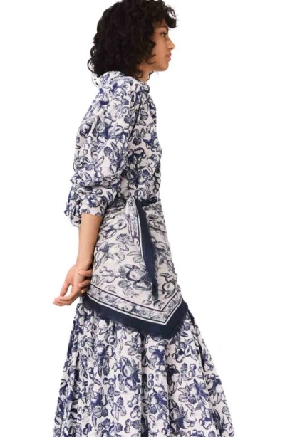 Maje Long Patterned Blouse In Blue