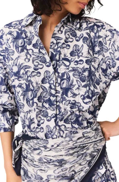 Maje Long Patterned Blouse In Blue