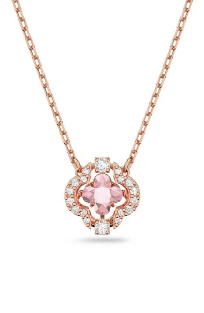 Swarovski Rose Gold Plated Sparkling Dance Clover Necklace In Gold