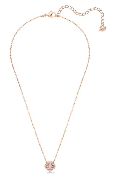 Swarovski Rose Gold Plated Sparkling Dance Clover Necklace In Gold