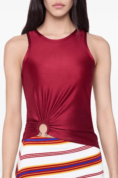 Rabanne Stretch Viscose Top Metal Embellishments In Red