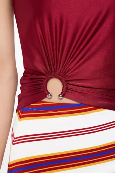 Rabanne Stretch Viscose Top Metal Embellishments In Red