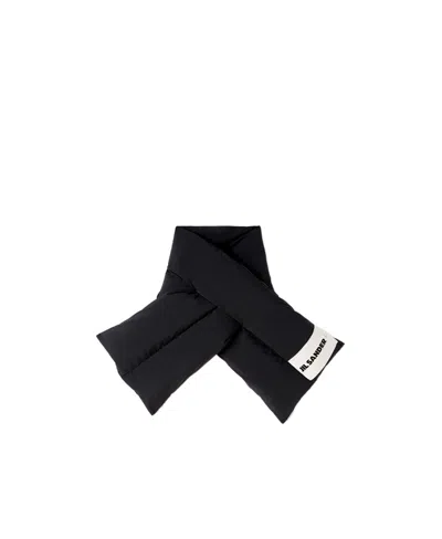 Jil Sander Black Padded Scarf With Logo In Black