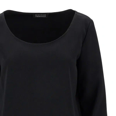 Gianluca Capannolo Round Neckline Cady Top In Black