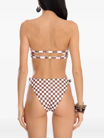 Amir Slama Check-print Belted Bikini Set In Brown