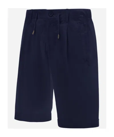 Herno Pleated Drawstring Shorts In Blue