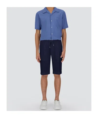 Herno Pleated Drawstring Shorts In Blue