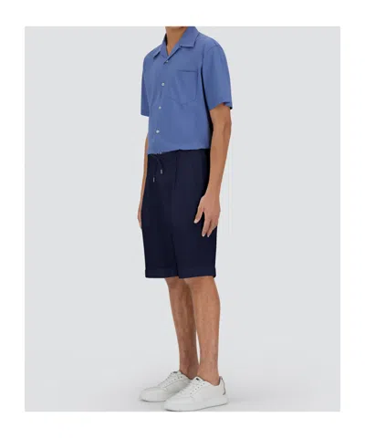 Herno Pleated Drawstring Shorts In Blue