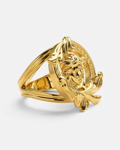 Versace Medusa Head Motif Ring In Gold