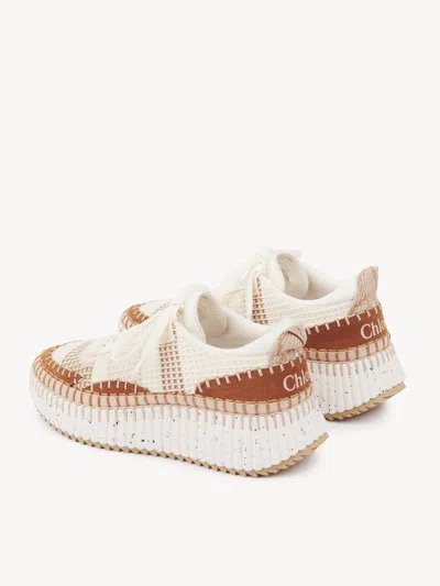 Chloé Natural Nama Trainer In Recycled Nylon In Multi
