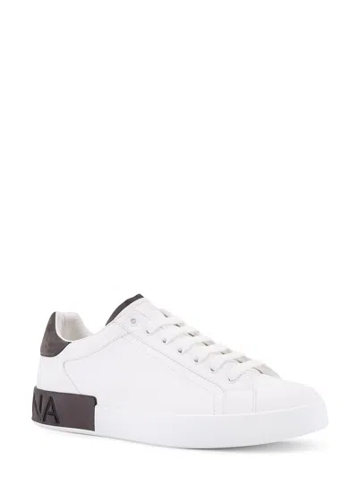 Dolce & Gabbana Portifano Panelled Leather Sneakers In White
