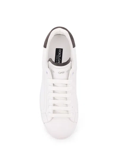 Dolce & Gabbana Portifano Panelled Leather Sneakers In White