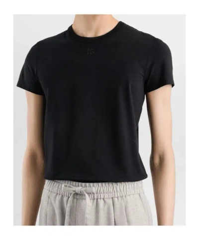 Dolce & Gabbana Embroidered Basic Short-sleeved T-shirt In Black